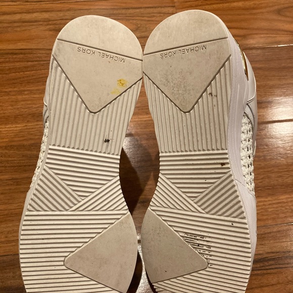 Michael Kors White and Gold Wedge Sneakers - Picture 7 of 9